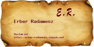 Erber Radamesz névjegykártya